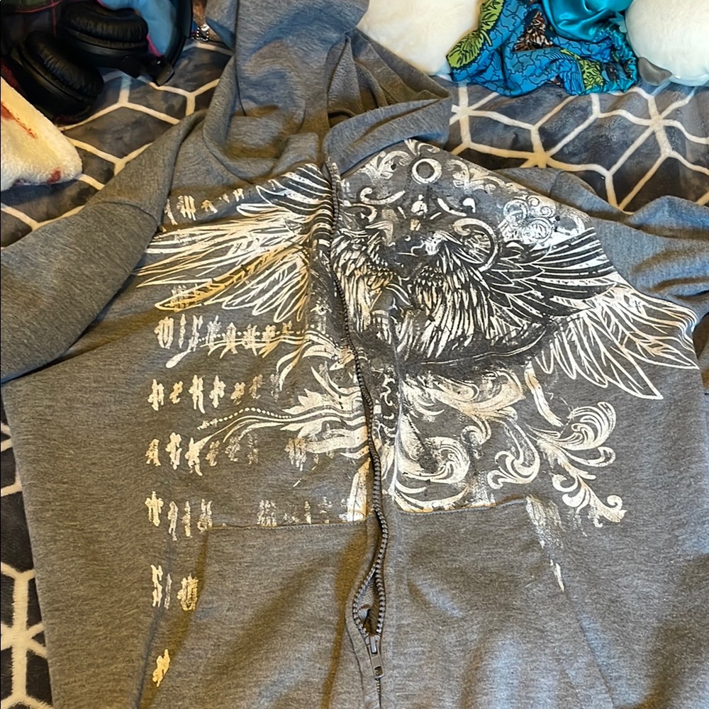 SHEIN Gray Graphic Lightweight Jacket